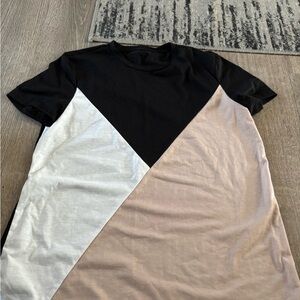 Colorblock T-Shirt in Black, White, and Tan